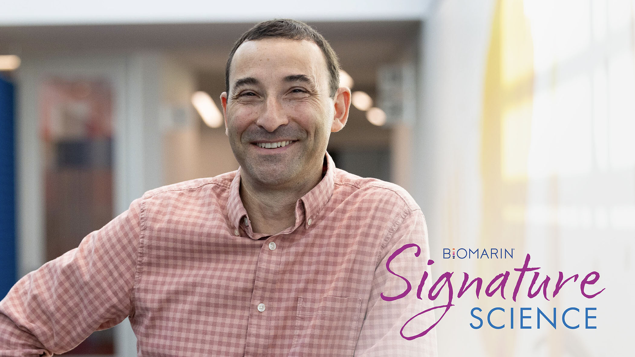 BioMarin employee Javier Femenia with the Signature Science logo